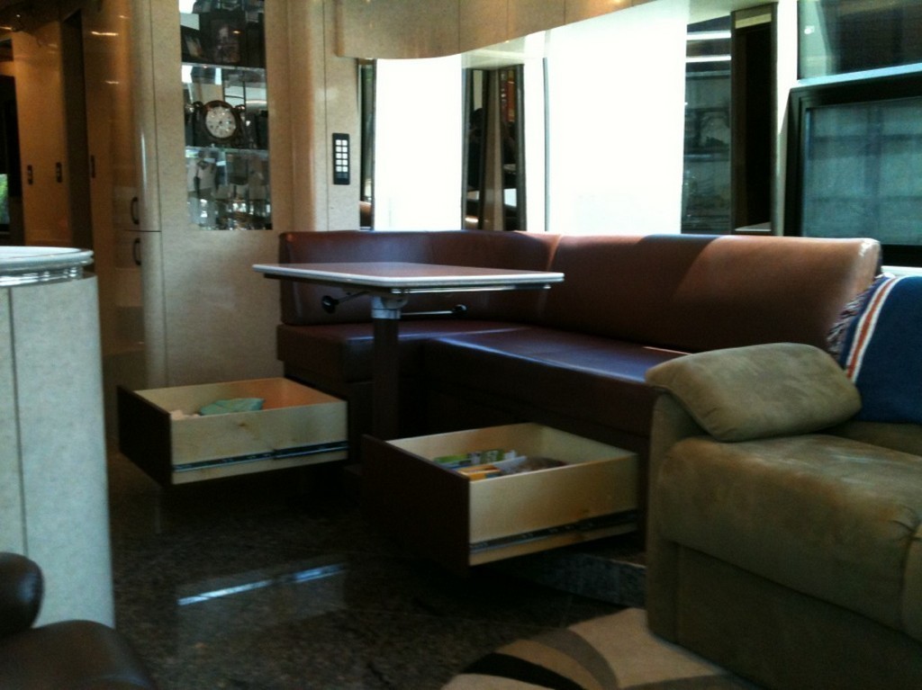 Prevost XL II Marathon with motorized table that swivels by Excalibur Coach