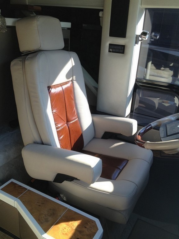 New upholstery on driver seat by Excalibur Coach - Prevost, XL, XLII, H3-45, Entertainer, Motorhome, Class A