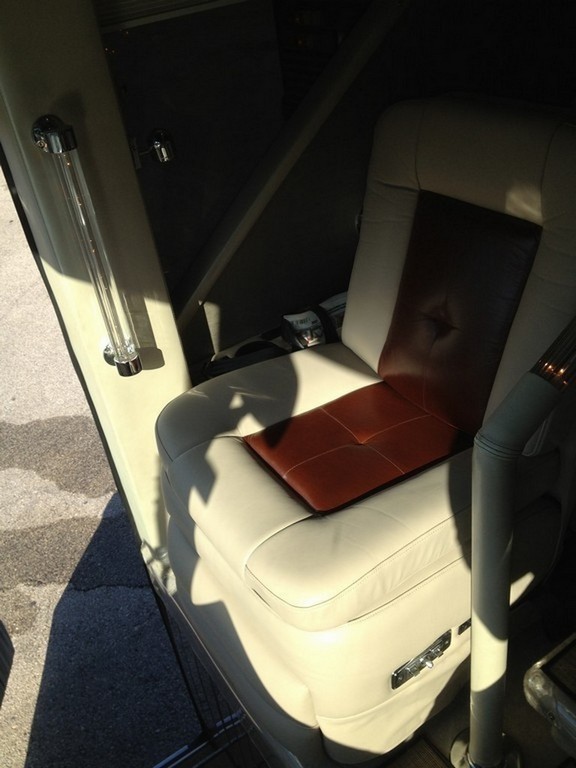 New upholstery on passenger seat by Excalibur Coach - Prevost, XL, XLII, H3-45, Entertainer, Motorhome, Class A