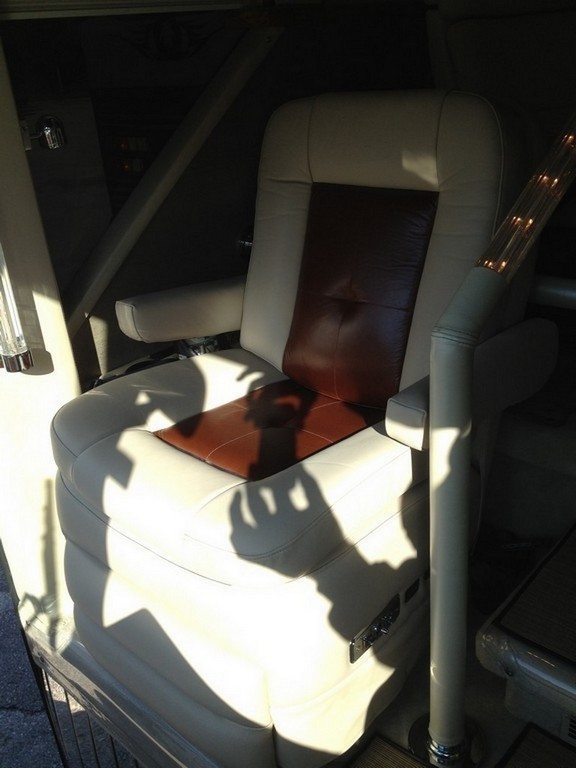 New upholstery on passenger seat by Excalibur Coach - Prevost, XL, XLII, H3-45, Entertainer, Motorhome, Class A