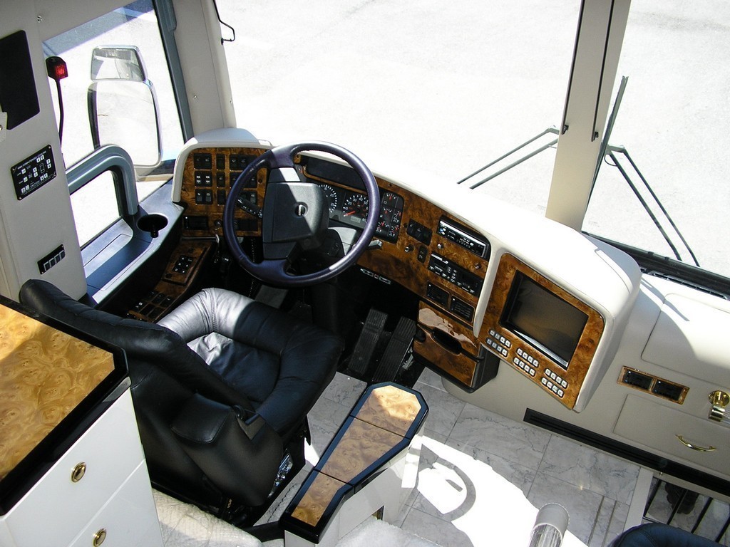 Newly Upholstered Dash And Drivers Seat by Excalibur Coach - Prevost Motorhome - XL - XLII - H3-45 - Class A
