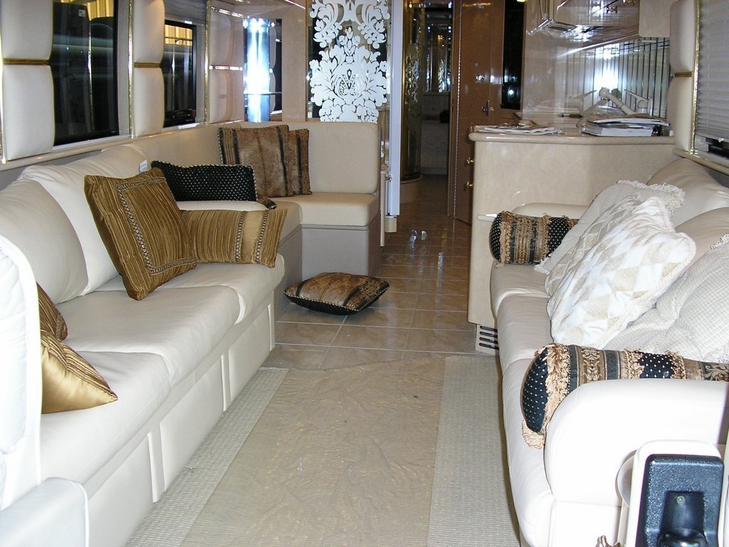 New upholstered Sofa'a and J Dinette by Excalibur Coach - Prevost Motorhome - XL - XLII - H3-45 - Class A