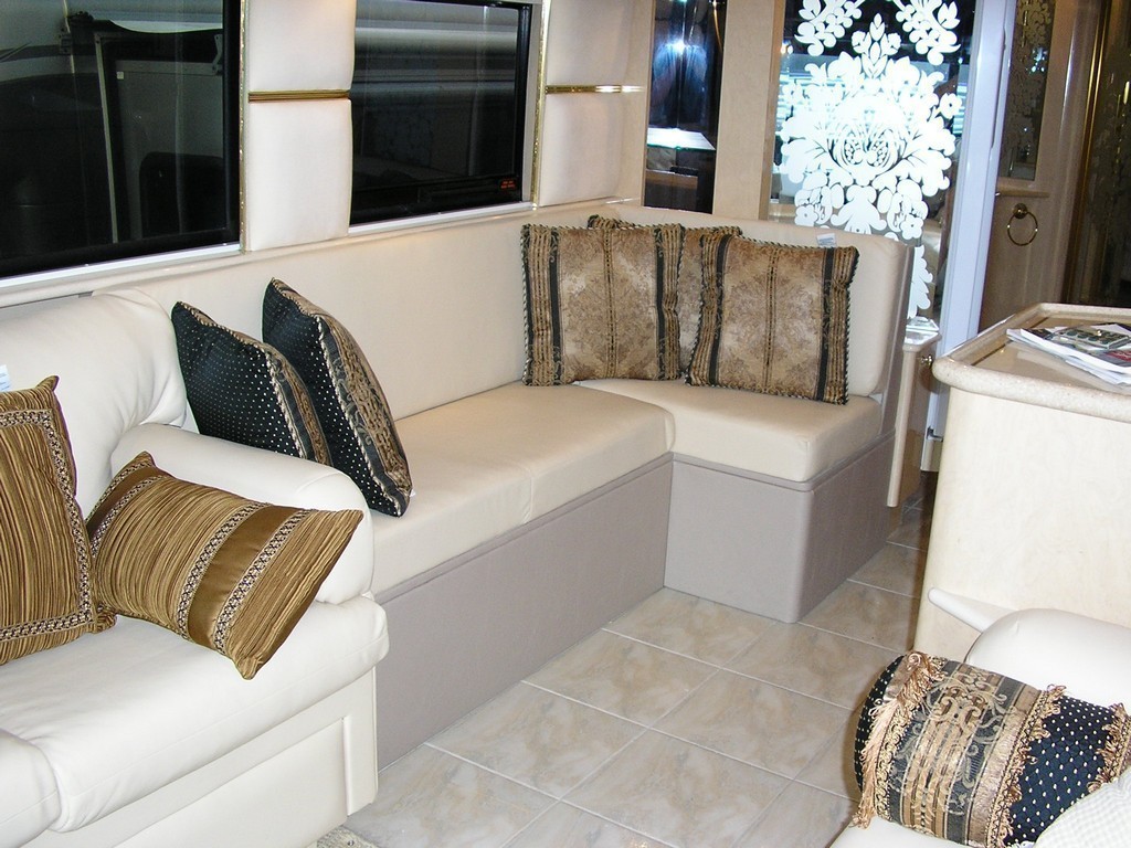 Removed Dinette installed J lounge upholstery by Excalibur Coach - Prevost Motorhome - XL - XLII - H3-45 - Class A