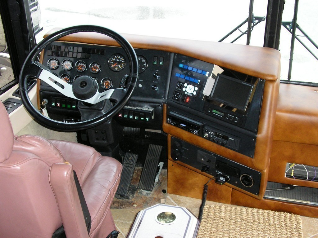 Drivers seat pink - Dash was the same color - New upholstery by Excalibur Coach - Prevost Motorhome - XL - XLII - H3-45 - Class A