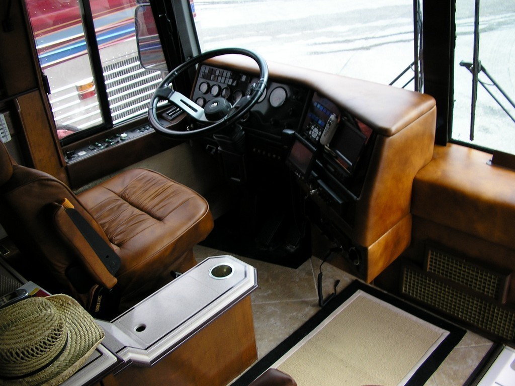 Drivers Seat and Dash newly upholstered by Excalibur Coach - Prevost Motorhome - XL - XLII - H3-45 - Class A