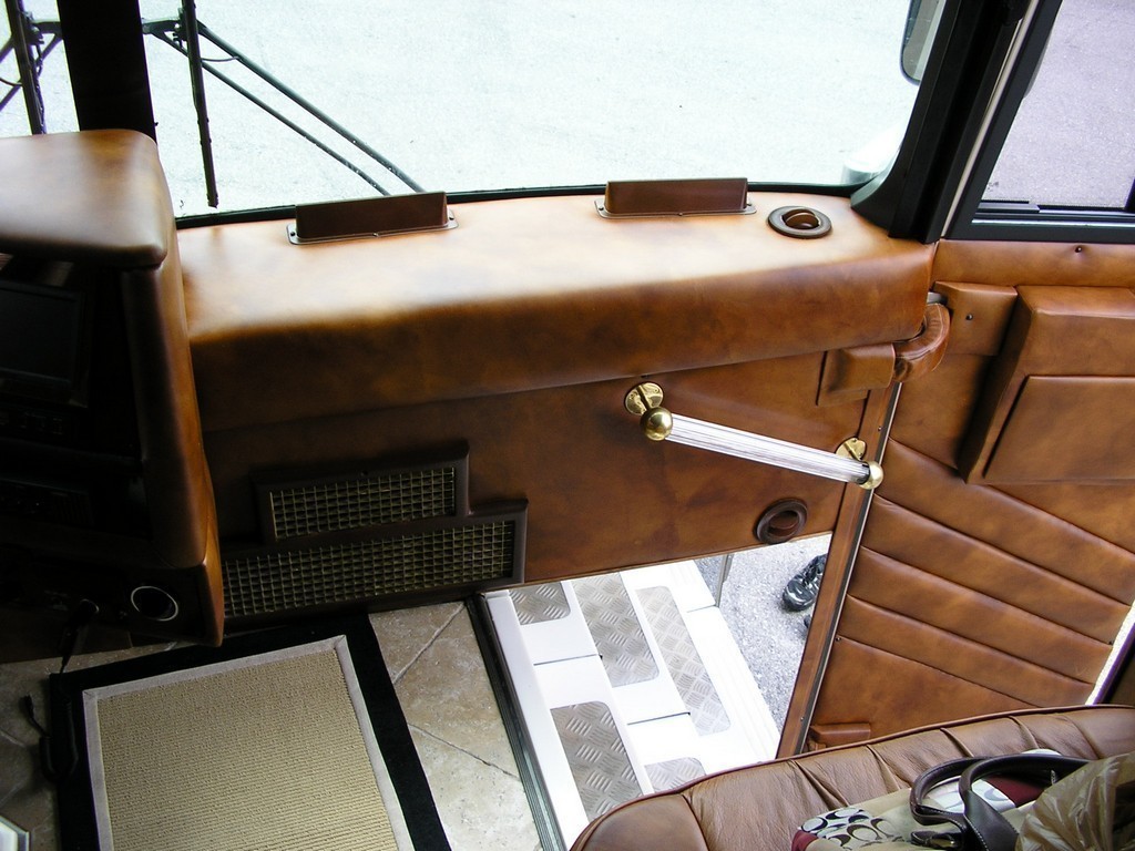 Stairwell and door with new upholstery by Excalibur Coach - Prevost Motorhome - XL - XLII - H3-45 - Class A