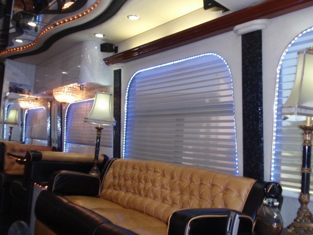 New upholstery on Salon sofa by Excalibur Coach - Prevost Motorhome - XL - XLII - H3-45 - Class A