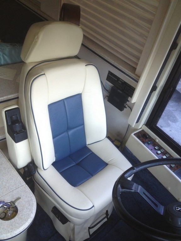New upholstery on driver seat by Excalibur Coach - Prevost Motorhome - XL - XLII - H3-45 - Class A