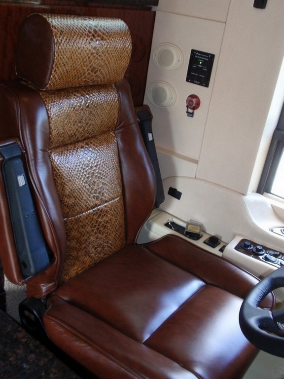 Driver seat with new upholstery by Excalibur Coach - Prevost Motorhome - XL - XLII - H3-45 - Class A