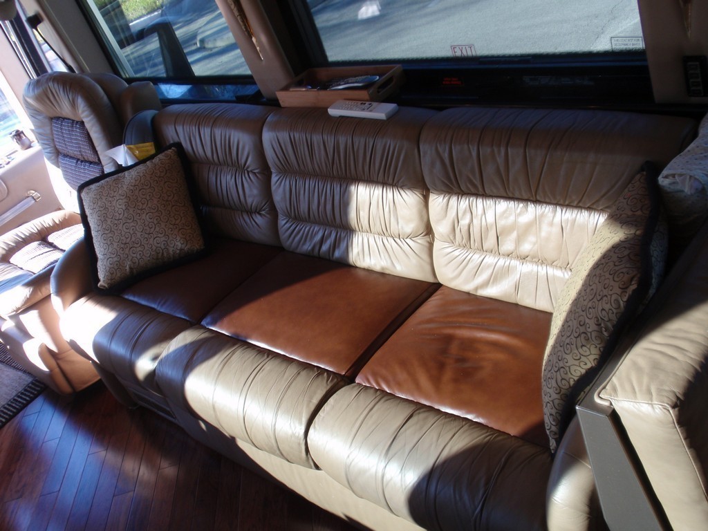 New upholstery on Passenger Sofa by Excalibur Coach - Prevost Motorhome - XL - XLII - H3-45 - Class A