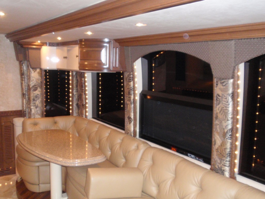 Newly upholstered salon valances by Excalibur Coach - Prevost Motorhomes - Class A