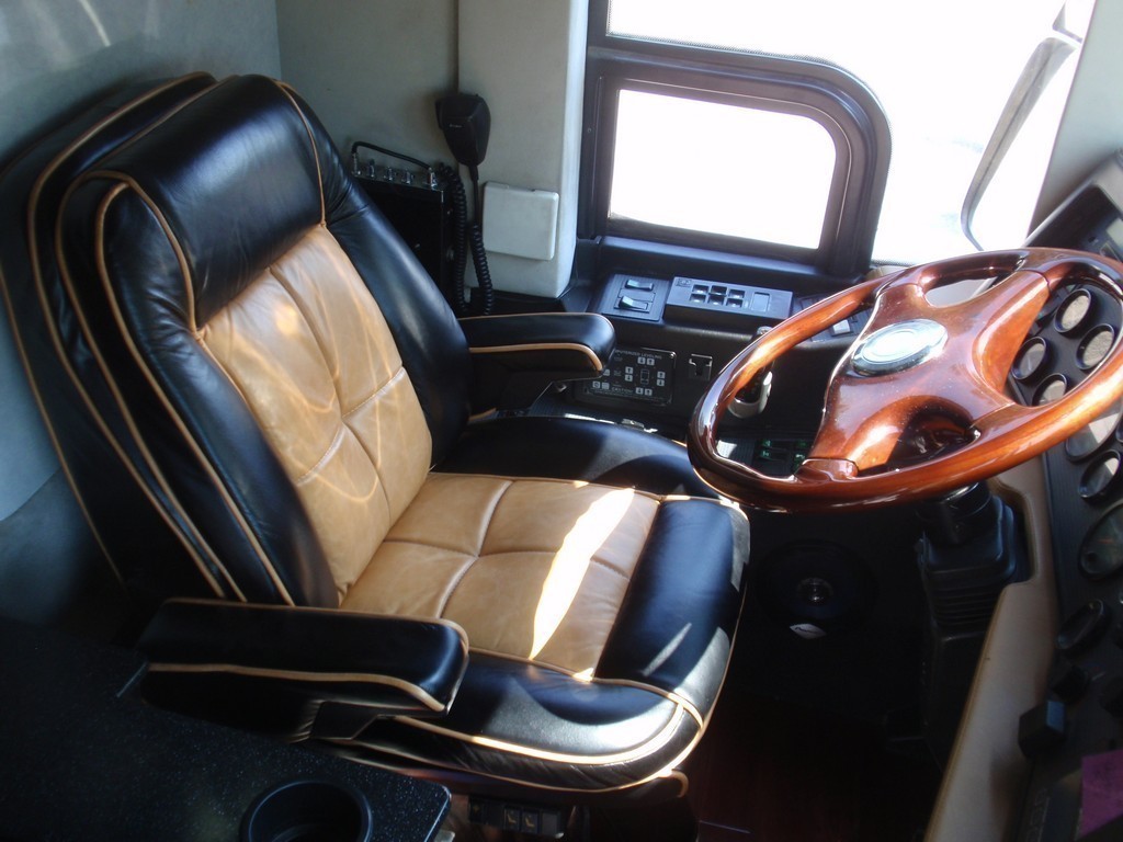 Driver seat after new upholstery by Excalibur Coach - Prevost Motorhome - XL - XLII - H3-45 - Class A
