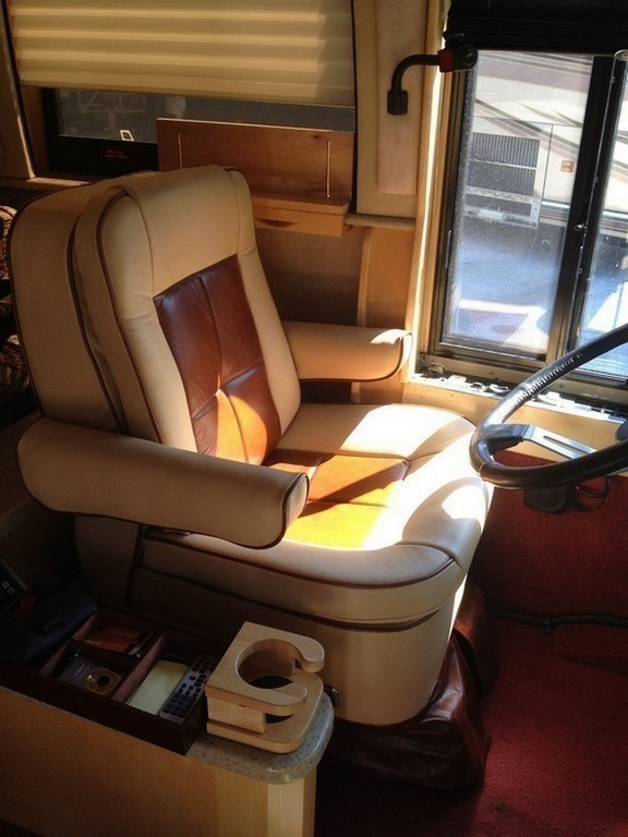 Royale driver seat after new Upholstery by Excalibur Coach - Prevost Motorhomes XL - XLII - H3-45 - Class A