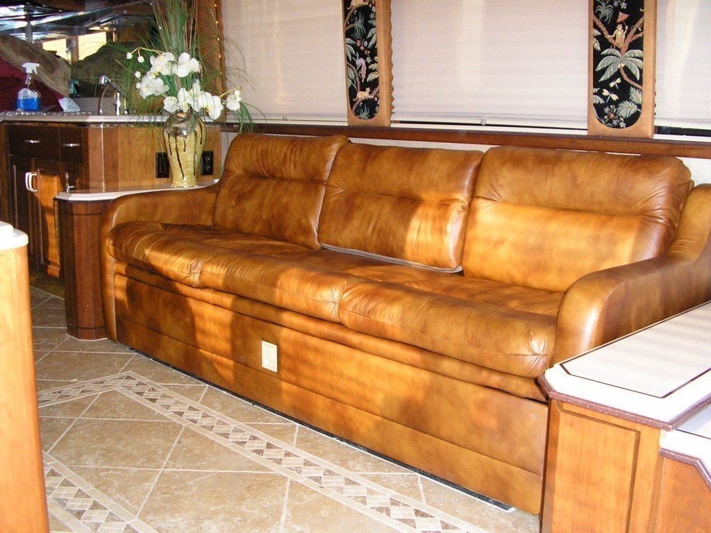 Newly upholstered Couch by Excalibur Coach - Prevost Motorhomes XL - XLII - H3-45 - Class A