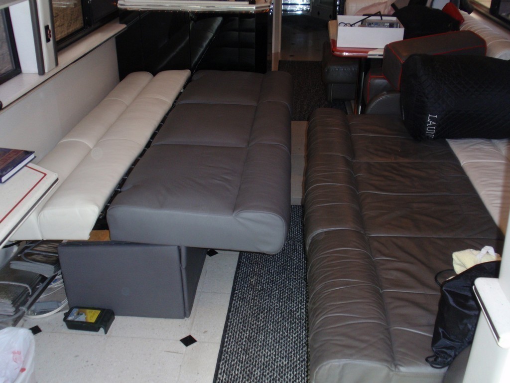 Prevost H3-45 with added sleeper sofa and new upholstery by Excalibur
