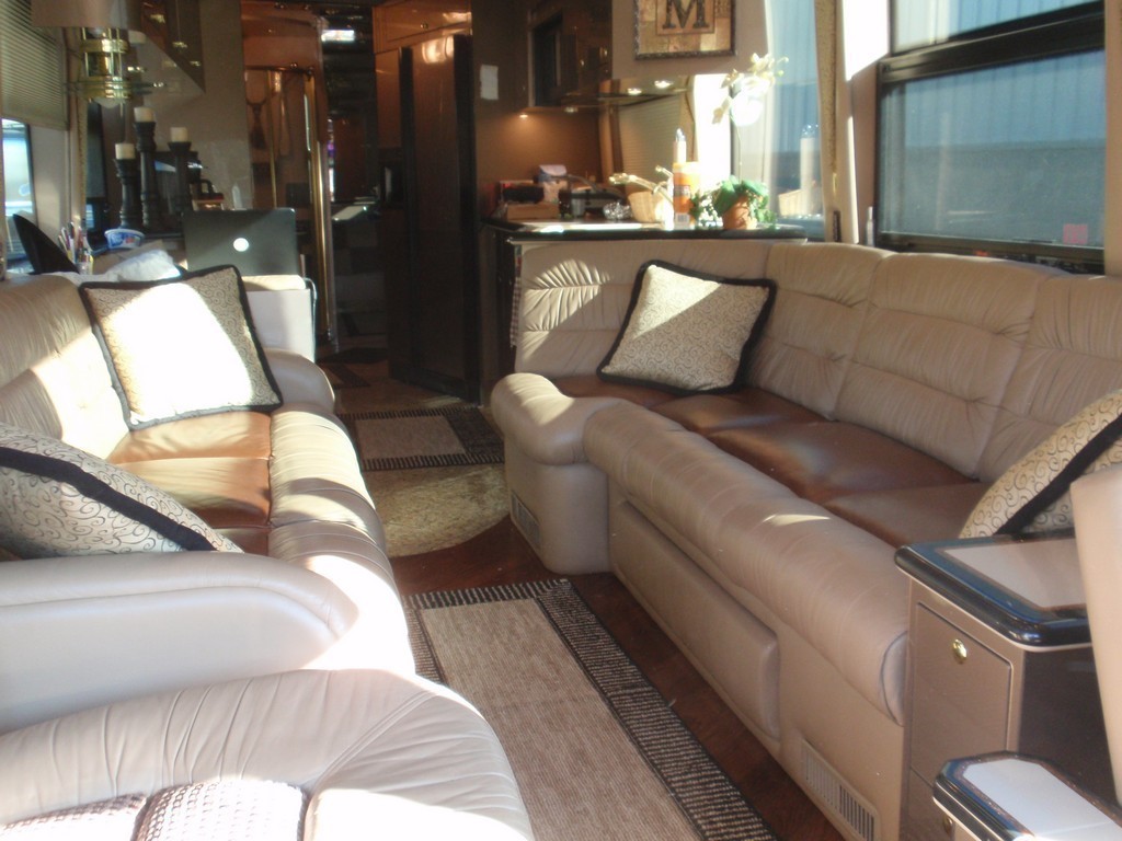 Prevost H3-45 New upholstered Sofa's and new wood flooring by Excalibur