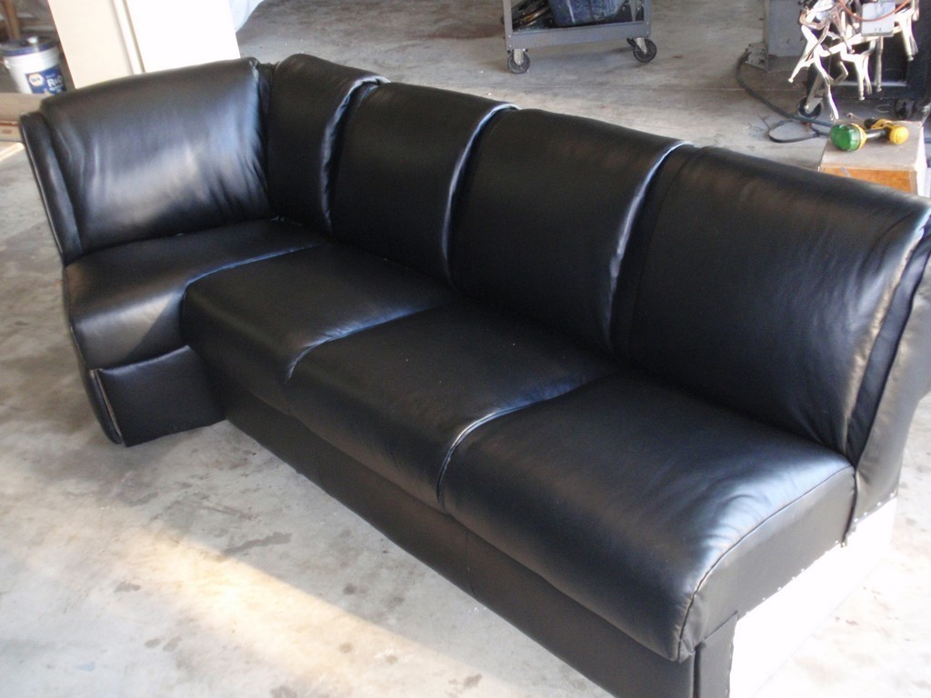 Prevost Motorhomes Salon Sofa with new upholstery by Excalibur
