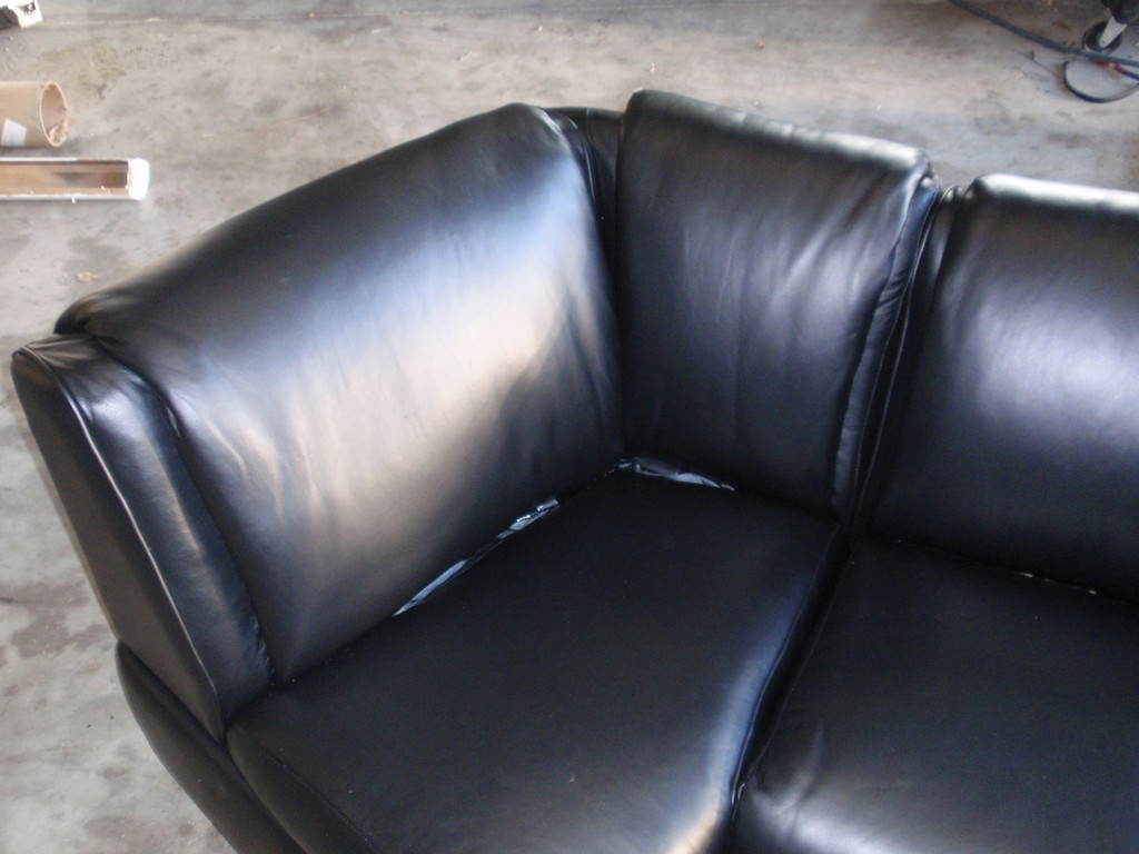 Prevost Motorhome salon sofa with new upholstery by Excalibur